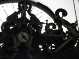 El reloj de la Torre del Rellotge del Edifici Històric de la Universitat de Barcelona (UB), que se puede visitar tras haber sido restaurada.