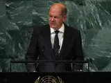 El canciller, Olaf Scholz, ante la Asamblea General de Naciones Unidas.