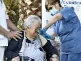 Josefa Pérez, residente en el geriátrico Feixa Llarga de L'Hospitalet de Llobregat (Barcelona) ha vuelto a ser la primera persona en Cataluña en recibir una nueva dosis contra la Covid, en este caso la cuarta.