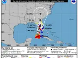 Imagen cedida hoy por la Oficina Nacional de Administración Oceánica y Atmosférica de Estados Unidos (NOAA), a través del Centro Nacional de Huracanes (NHC), en la que se registra el pronóstico de cinco días del paso del huracán Ian por el Caribe hacia las costas de Estados Unidos.