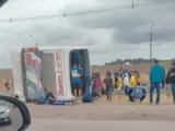 Autobús accidentado de los aficionados de Boca Juniors