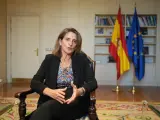 La vicepresidenta tercera del Gobierno y ministra para la Transición Ecológica, Teresa Ribera, durante la entrevista concedida a la Agencia Efe en Madrid.