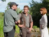 Colin Trevorrow en el rodaje de la primera 'Jurassic World'