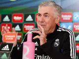El entrenador del Real Madrid, Carlo Ancelotti, este sábado en la rueda de prensa previa al partido ante Osasuna.