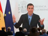 El presidente del Gobierno, Pedro Sánchez, clausura telemáticamente el Foro La Toja-Vínculo Atlántico, este sábado 1 de octubre de 2022, en la isla de La Toja, Pontevedra.