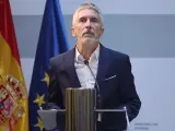 El ministro del Interior, Fernando Grande Marlaska, comparece durante la presentación del informe sobre la evolución de los selitos de odio