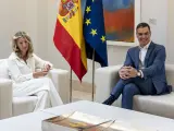 Reunión de Pedro Sánchez y Yolanda Díaz en La Moncloa para terminar de cerrar los Presupuestos de 2023