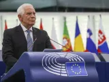 Josep Borrell durante una sesi&oacute;n sobre la guerra de Ucrania en el Parlamento Europeo.