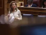 La ministra de Transportes, Raquel Sánchez, este miércoles en el Congreso.