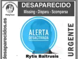 Imagen de la desactivación de la alerta de desaparición publicada en Twitter por SOS Desaparecidos.