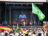 El líder nacional de Vox, Santiago Abascal, interviene durante el evento organizado por VOX, 'Viva 22', donde se presenta el nuevo programa de la formación política: ‘España decide’