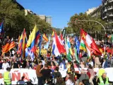 Representación de distintos países de América Latina en la manifestación del 12-O.