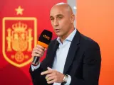 Luis Rubiales, en la presentación en la presentación de "TOKE", el tema oficial de la selección española en el Mundial de Qatar 2022.