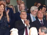 Laporta durante el encuentro en el Bernabéu