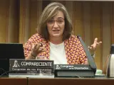 La presidenta de la Airef, Cristina Herrero, comparece en la Comisión de Presupuestos del Congreso.