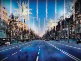 Recreaci&oacute;n virtual de c&oacute;mo ser&aacute; la nueva iluminaci&oacute;n navide&ntilde;a del Passeig de Gr&agrave;cia de Barcelona este 2022.
