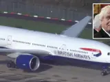 El avión en el que ha llegado Boris Johnson este sábado al Reino Unido.