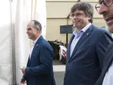 El expresidente de la Generalitat Carles Puigdemont y el exconseller Jordi Turull llegan al Congreso de Junts