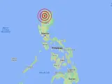 Localización del terremoto de magnitud 6,4 registrado en Filipinas.