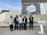 Miquel Icena, Lluís Valls, Filo Cañete, Lluïsa Moret y Ferran Pedret en el Día de las víctimas del franquismo