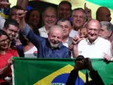 Luiz Inácio Lula da Silva, en Sao Paulo, tras su victoria en la segunda vuelta de las elecciones presidenciales de Brasil.