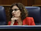 La ministra de Hacienda, María Jesús Montero, durante el debate de presupuestos en el Congreso.