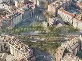 Recreaci&oacute;n virtual de c&oacute;mo ser&aacute; el tramo de la Meridiana de Barcelona entre Navas y Felip II tras su transformaci&oacute;n urban&iacute;stica.