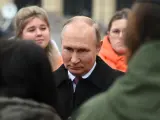 El presidente ruso, Vladimir Putin, durante una ceremonia con motivo del Día de la Unidad Nacional, en la Plaza Roja de Moscú.