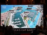 Área de competición de la Copa América de Vela 2024 en Barcelona.