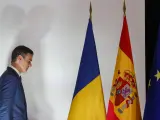 El presidente del Gobierno, Pedro Sánchez, este miércoles en la cumbre hispano-rumana celebrada en Castellón.