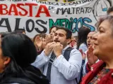 Varias personas protestando en la cuarta jornada de huelga de Atención Primaria en Madrid.