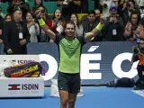 Rafa Nadal tras ganar el partido de exhibición en Bogotá. EFE