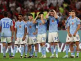 Los jugadores de España, tras ser eliminados por Marruecos