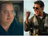Brendan Fraser en 'La ballena' y Tom Cruise en 'Top Gun: Maverick'.