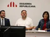 Aragon&egrave;s, Junqueras y Vilalta en una reuni&oacute;n de la ejecutiva de ERC.