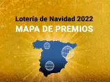 Mapa de las ciudades premiadas en el sorteo de la lotería de Navidad 2022