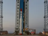 Un cohete iraní preparado para el lanzamiento en una imagen de archivo