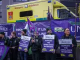 Ambulancia en huelga en Londres.