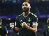 Karim Benzema celebra un gol en LaLiga.