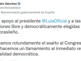 Mensaje de Sánchez de apoyo a Lula.