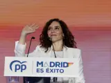 La presidenta de la Comunidad de Madrid, Isabel Díaz Ayuso, este viernes durante unas jornadas del PP en Las Rozas.