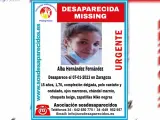Anuncio de la desaparición de la menor de 15 años en Zaragoza.