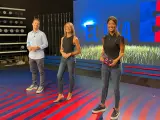Pol Martínez, Cristina Collado y Judit Esteban, presentando un programa en Barça TV.