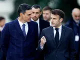 Pedro Sánchez y Emmanuel Macron, este jueves en Barcelona.
