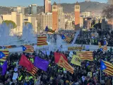 Una imagen de la concentración independentista en Barcelona.