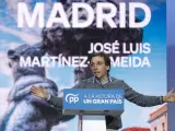 El candidato popular a la alcaldía de Madrid, José Luis Martínez-Almeida, da un discurso durante el acto de presentación de los candidatos del Partido Popular a las alcaldías de las capitales de provincia para las elecciones del 28M