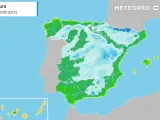 Previsión de temperaturas en España.