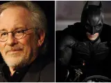 Steven Spielberg y Christian Bale en 'El caballero oscuro'.