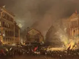 Episodio de la revolución de 1854 en la Puerta del Sol, por Eugenio Lucas Velázquez.