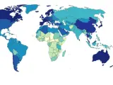 Captura del mapa interactivo de la esperanza de vida en el mundo.